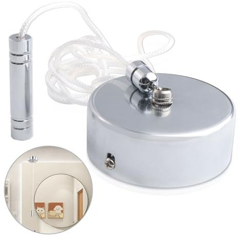 HTTYHT Bathroom Light Pull Cord and Fitting Kit - 8cm Chrome Round Light Switch with Ball Chain 150cm Length - Silver Cylinder Bathroom Accessories