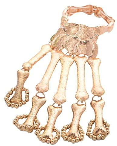 BESTYASH Halloween Skelett Armband Metall Handgelenk Schmuck Mit Skelettfinger Punk Handschmuck FüR MäNner Und Frauen Coole ArmbäNder FüR Party Und Alltag 12.5X4.6X1 Cm