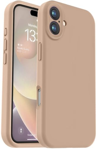 Vooii Compatible with iPhone 16 Case, Liquid Silicone Upgrade [Camera Protection] [Fit for Battery Charger Cases] Shockproof Phone Case for iPhone 16 6.1 inch - Light Brown