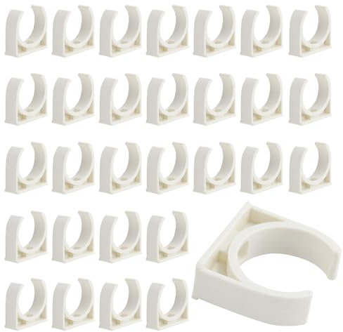 RXKFIGX 60Pcs PVC Water Pipe Clamps Clips Plastic Pipe Clip Water Pipe Clamps Clips Push-Fit Fittings Pipe Clips Conduit Fittings for 20mm Pipeline Tubing Hose Clamp Universal Single Pipe Clip White