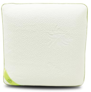 SAMPUR - Oreiller Fantasio | Mousse à mémoire de Forme Microperforée & Ventilée | Housse hypoallergénique et Lavable | Maintien Optimal de la Nuque (Bandeau Vert, 60x60 cm)