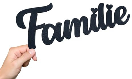 Familie Schild - Wohnzimmer Schriftzug & Wanddekoration - Flur Wand Tür Dekoration für zu Hause - Family Wandschild - Wanddeko für zu Hause- Wandschrift - Wandschild aus Kunststoff (L)