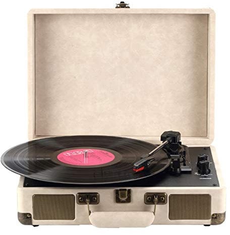 XCSCUK Vinyl Player Vintage, Record Player Bluetooth 3-Speed Vinyl Turntable Built In Stereo Speakers, Headphone Jack and RCA Output