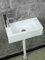XRB2050 Lavandino a Muro in Resina, 40x20x11cm/15.7x7.9x4.3inch Lavandino Bagno Rettangolare per Piccolo Guardaroba Bagno Wc Degli Ospiti Bianco D - Rubinetto dell'acqua Calda e Fredda