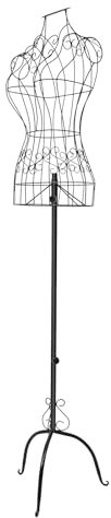 Schneiderpuppe Damenbüste, Damen Mannequin Modell mit Ständer Metall Eisendraht Mannequin für Dekobüste Kleiderständer 140-160cm verstellbar, Schwarz