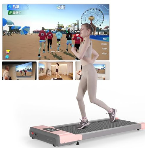Superun Walking Pad max 159 KG/136 KG, Laufband für Zuhause mit Trainingseinheit, Leise Laufband Schreibtisch mit App und Multiplayer-Rennstrecke