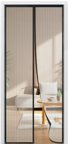 BUIRTLY Zanzariera Magnetica 200x200, Zanzariera Magnetiche per Porte Finestre, Facile da Installarepeper Chiusura Automatica, per Balcone Soggiorno Cantine Terrazze, Nero