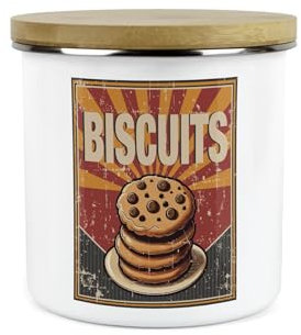 Purely Home Retro 1950s Style Small Biscuits Storage Canister - 1.2L Enamel Snacks/Food Storage Container