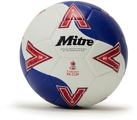 Mitre Adult Unisex FA Cup Train 2526 Football, White/Blue/Red, 4