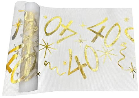 Deko 40. Geburtstag Mann, 28cm x 10m Tischläufer Geburtstagsdeko Tisch, Tischband für 40 Jährige Mann und Frau Geeignet für die Dekoration von Geburtstagen für Männer und Frauen