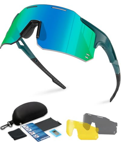 Winyoher Fahrradbrille-Randlos Schnelle Brille-Herren-Damen-Sports Sonnenbrille-UV400-Sunglasses mit 3 Wechselgläsern für Radfahren MTB Fischen Fahrrad Laufen