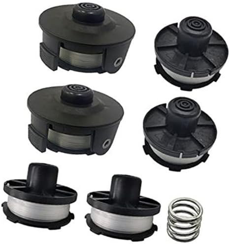 Szwaldaper Strimmer Spool Line, for Maki-ta 196146-9 195858-1, 1.6mm Trimmer Spool Line, for Maki-ta Akkusense 18V DUR1817 DUR181RF DUR181 Grass Trimmer (6 spools+2 caps) Trimmer Spool Line(BLACK 6 sp