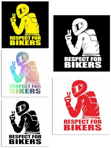 TPZORJX 5PCS Adesivo per per Auto e Moto, Respect for Bikers, Adesivo per Auto e Moto, Adesivo Divertente per Auto e Vetri, Decorazione Auto Adesivo Finestra Auto Animazione Divertente