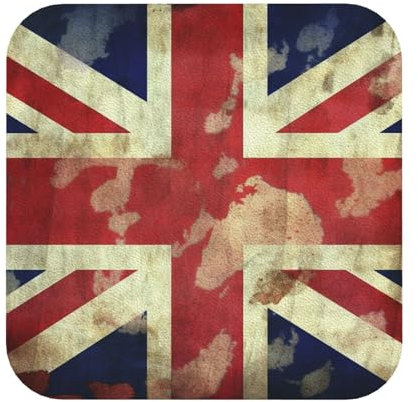 4Pcs Drink Coasters, Vintage Union Jack British Flag Coasters for Drinks Leather Absorbent Coaster Set Heat-Resistant Mug Mats Coffee Cup Pads Housewarming Gifts for New Home