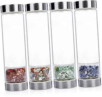 HOLIDYOYO Bottiglia d in Bottiglia Pietre Preziose Colorate Tazza Per Idroterapia in Vetro Colore Casuale