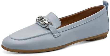 Tamaris Damen Slipper, Frauen Slipper, Mokassins,Leder,Weiss,Rose,Touch-it,beige,Lack,rosa,atmungs-aktiv,bequem,breit,Grey,Light Blue,36 EU