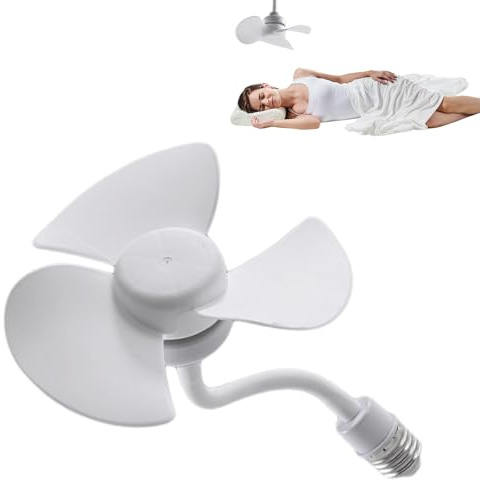 Yugugomo Abanico colgante E27 giratorio, Pequeño ventilador de techo, Ventilador de pared, Fácil montaje sin herramientas, silencioso con 3 aspas, para Hogar, oficina y camping
