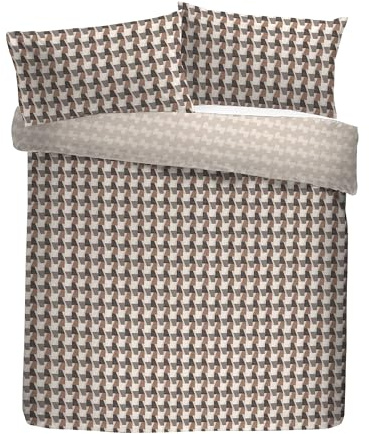 Appletree Hygge Duvet Cover Set, 100% Cotton, Super-King 260x220cm, Brown/Bracken, Geometric Pattern, 68 Pick Thread Count