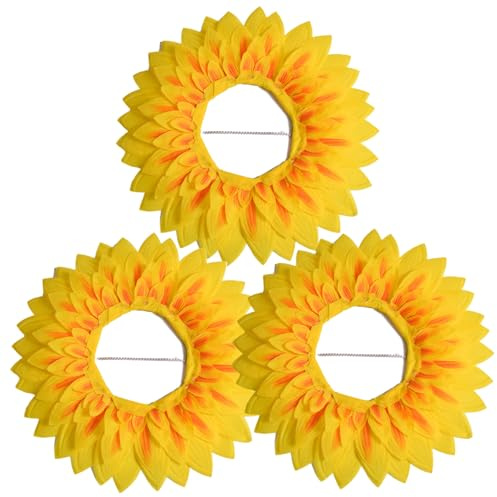 Lawnrden Blume Kopfstück, 3pcs lustige Hüte für Erwachsene Kinder, 16, 5 Zoll Sonnenblumenkostüm, lustige Kopfbedeckung für Tanzparty Festival -Spiele Performance Requisite