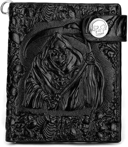 Geldbörse Me Vintage Pu Kurzes Portemonnaie Totenkopf Punk Rock, Black, A