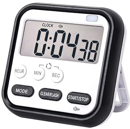 Timer Digital mit Countdown & Stoppuhr, Digitaler Eieruhr mit Großem LCD Timer Küchentimer Kurzzeitwecker Küche Kurzzeitmesser Eieruhr Digital Vibration Lautlos Modus Magnet & Blinklicht (C)