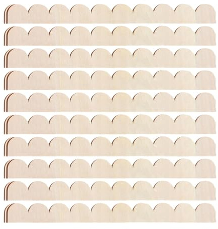 KiBcsLic 10 Stück Scallop Holzleiste Unbearbeitete Wellenkante Bordüren DIY Holzzierleisten für Regal Fenster Tür für Kreative Gestaltung Wohnräume, 40 Cm X 4 Cm X 0.25