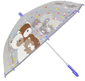 Sterntaler Kinder Regenschirm Familie Bär mit halbrundem Griff, Klettverschluss, transparentem Schirm mit Motiv und reflektierender Paspelierung an der Kante; transparent