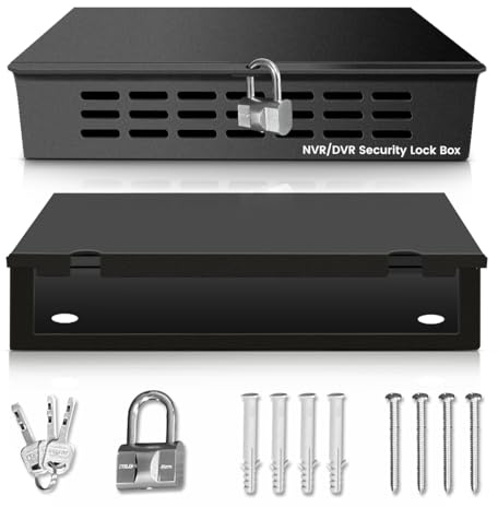 Heavy Duty Steel DVR NVR Lock Box, Lockable CCTV Security Enclosure for POE Switch and Surveillance Camera System