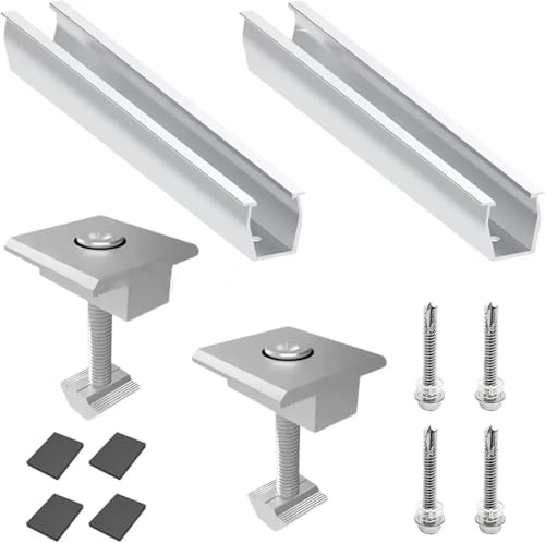 GTPBAO 2 Set Solarpanel-Montagehalterungen, 200 mm, 7,87 Zoll Länge, Schienenunterstützung, Trapezblech, Flachdächer, Installation Profil Zubehör(30mm bore)