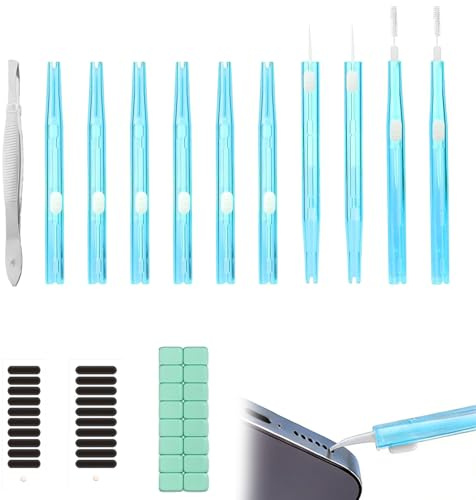 32 PCS Phone Cleaning Kit, Phone Cleaner Charging Port Cleaning Kit, USB C Cleaner Brush Set with Anti-Clogging Bristles Hook Double-Sided Tools for Phone Earbud Speaker Headphone