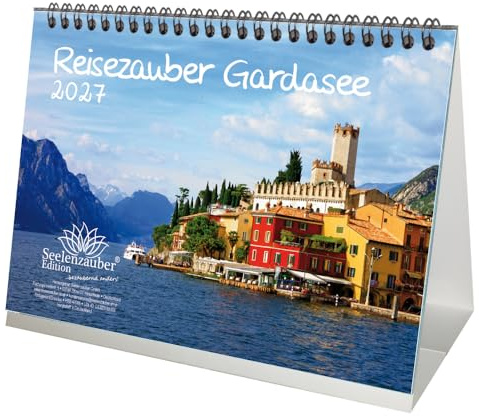 Reisezauber Gardasee DIN A5 Tischkalender für 2027 Urlaub Mediterran Italien - Seelenzauber