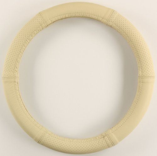 ZentimeX Lenkradbezug Lenkradhülle Lenkradschutz 35-36cm Leder hell beige glatt+perforiert