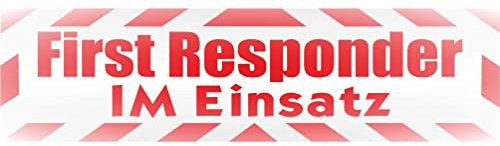 INDIGOS UG - Magnetschild Auto First Responder im Einsatz mit Rahmen 45 x 12 cm reflektierend - Magnetfolie LKW Truck Transporter Baustellenfahrzeug Firmenwagen - flexibel abnehmbar und