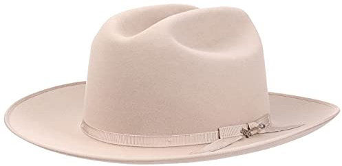 Stetson Open Road 5X SuperX Haarfilzhut Damen Herren Made in USA Haarfilz Garniturband mit Schleife Tierhaar Sommer Winter Hellbeige 57 cm
