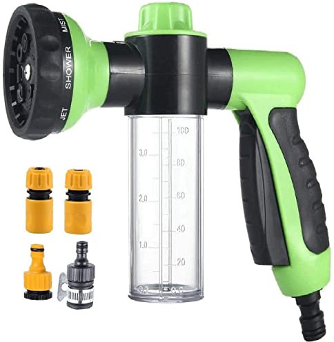 Tuyau d'arrosage Buse-multifonctionnel en mousse Eau Pistolet pulvérisateur-8 réglable Patterns,distributeur de savon Intégré, économie d'eau-Idéal pour un Lavage de voiture,jardin/pelouse d'arrosage