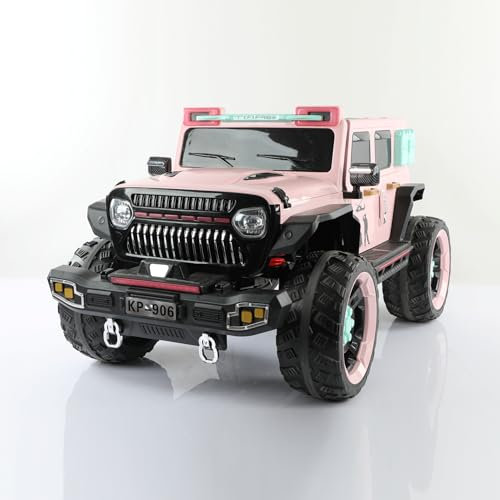 AUTO ELETTRICA PER BAMBINI MACCHINA SUV JEEP 2 POSTI 4WD 12V CON TELECOMANDO USB MP3 (Rosa)