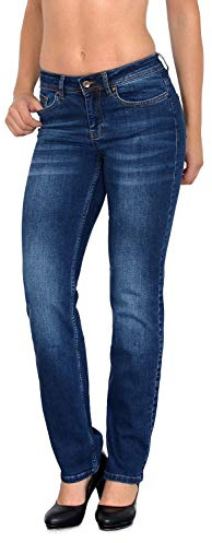 ESRA Jeans Dunkelblau Damen Jeans Straight Fit Jeans Damen Gerades Bein - Damen Jeans High Waist Jeans Damen Stretch Jeanshose Frauen G6