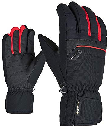 Ziener Herren Glyn GTX Plus Glove Alpine Ski-Handschuhe/Wintersport | Wasserdicht, Atmungsaktiv, Warm, Gore-tex, Black.red, 6.5