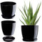 KADAX Élégant Pot à Fleurs/Plantes avec Soucoupe Forme Ronde et élégante en Plastique léger pour l’intérieur et la Maison Cache-Pot pour Fleurs, Plantes Ø 18 cm Noir