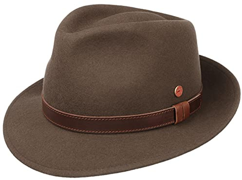 Mayser Denver Bogarthut Wollhut Fedora Outdoorhut Packable Lederband Made in EU Herren Sommer Winter braun 60 cm