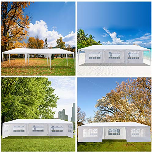 Cimiva 10' x 30' Heavy Duty Outdoor Party Wedding Event Tent - Camping Shelter Gazebo Canopy with Removable Sidewalls - Easy Set Gazebo BBQ Pavilion Canopy - All-Weather