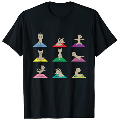 Yoga Alpaka Lama Gymnastik Meditation mit Yoga Posen T-Shirt