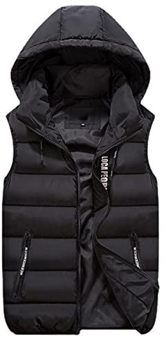 GIBZ Chalecos Caballero Gilet Chaleco Acolchado Chaqueta Calentadora Ligera Invierno Chaleco Cuello Elevado Chaqueta sin Manga, Negro, L