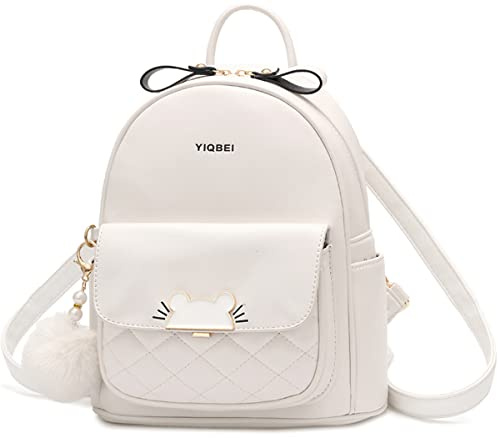 zhongningyifeng Rucksack für Damen klein süßes Leder, Mini-Rucksack leicht für Teenager-Mädchen mit Verschluss in Katzenform