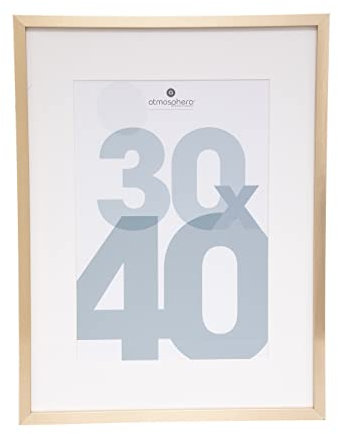 Atmosphera - Cadre Photo Manu Doré Mat 30x40 cm, Avec Passe-Partout 20x29 cm, À Poser ou Suspendre - Pour Décoration Murale, Salon, Bureau