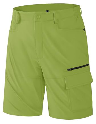 KEFITEVD Herren Cargo Shorts Herren Kurz Hosen Sommer Bermuda Shorts Arbeitshose Atmungsaktiv Wanderhose Avocado Grün 34