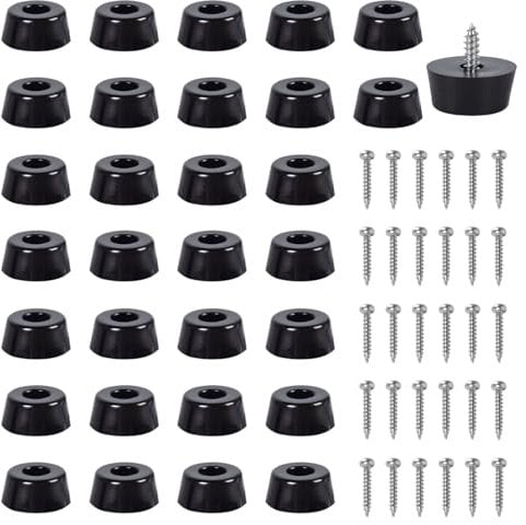 SPDYCESS 30 Stück Gummifüße Schneidebretter Gummipuffer Schwarz mit Passende Schrauben für Stuhlfuß Möbel Tisch Chair Deckt Boden Protektoren(22×18×10mm)