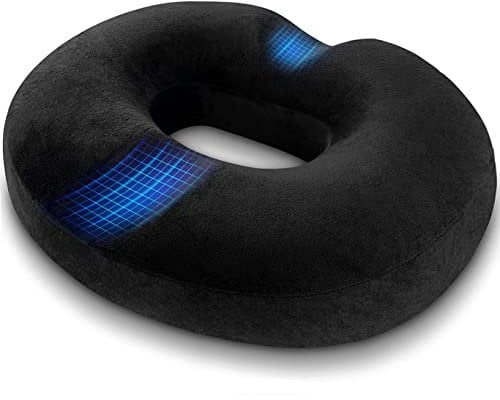 LeapBeast Donut Kissen Orthopädisches Sitzkissen, Orthopädisches Schmerzlinderungskissen für Schwangerschaft, Steißbein, Dekubitus, Postnatal, Ischias (18 Zoll Schwarz)