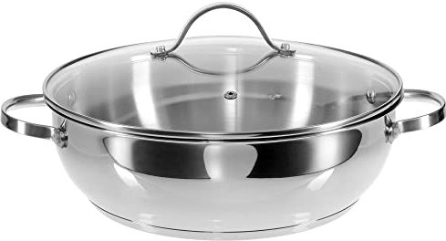 GRÄWE Servierpfannen Set Ø 28 cm mit Glasdeckel, Edelstahl, induktionsgeeignet, spülmaschinengeeignet