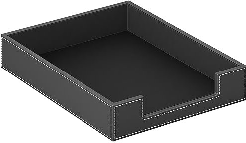 AUVAHOX Leder-Briefablage, eleganter Schreibtisch-Organizer für Bürobedarf, Post, Papier, Akten, Zeitschriften, perfekter Platzsparer für den Schreibtisch – Schwarz